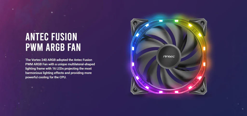 Antec Vortex 240 Argb 7 Antec fusion pwm argb fan