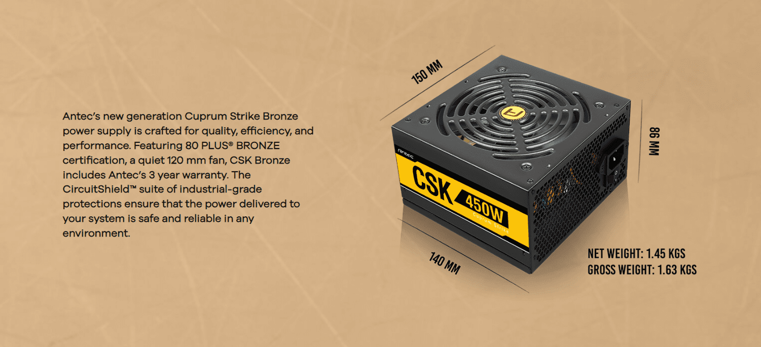 Antec Csk 450 Bronze Power Supply (Psu) 3 Antec’s new generation cuprum strike bronze power supply