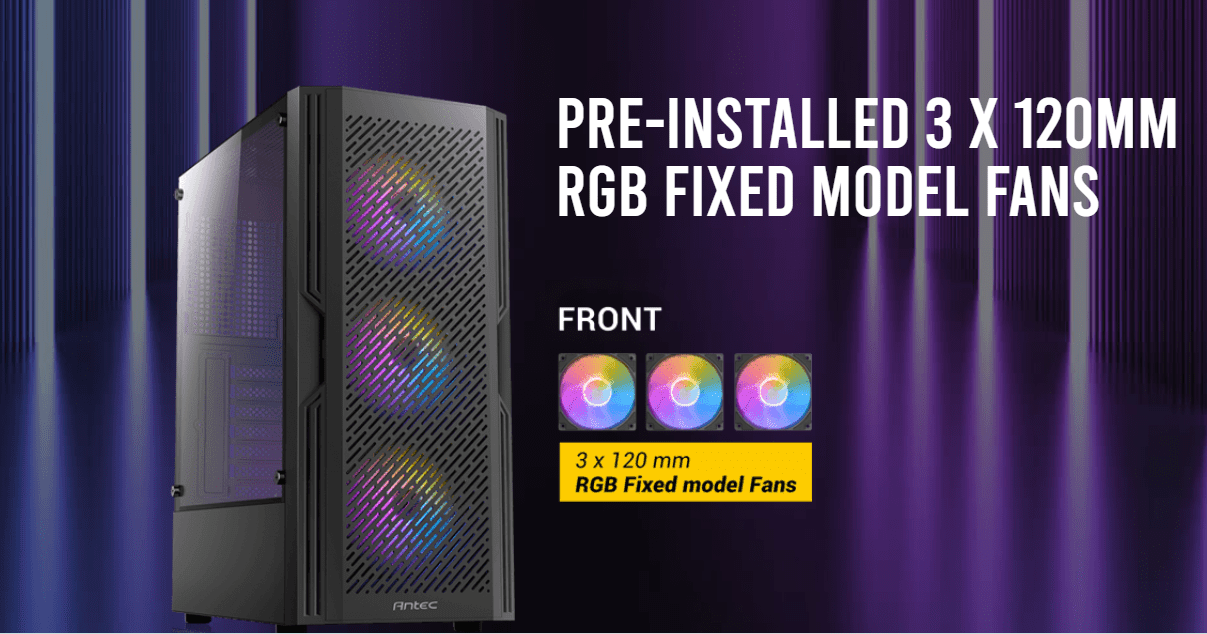 Antec Ax20 Case 6 Pre-installed 3 x 120mm rgb fixed model fans