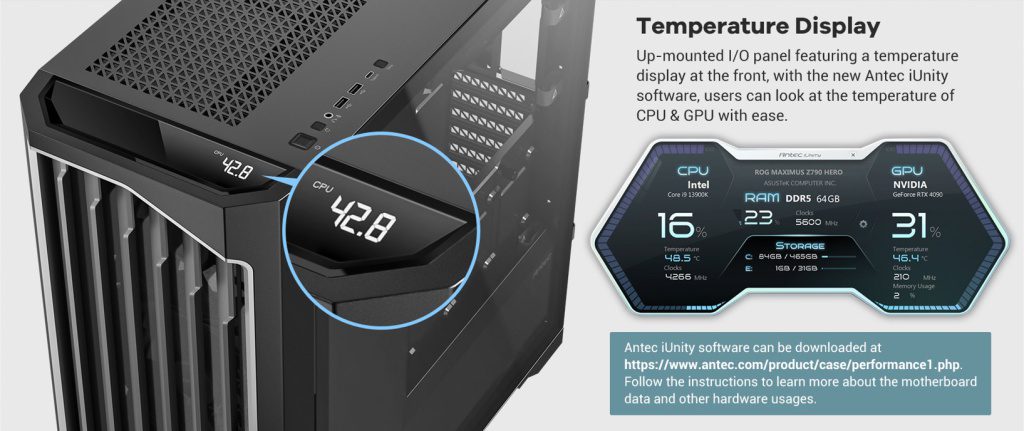Antec Performance 1 Ft Video Revealed: High-Performance Full-Tower Gaming Pc Case 4 Antec india temperature display 1024x431 1