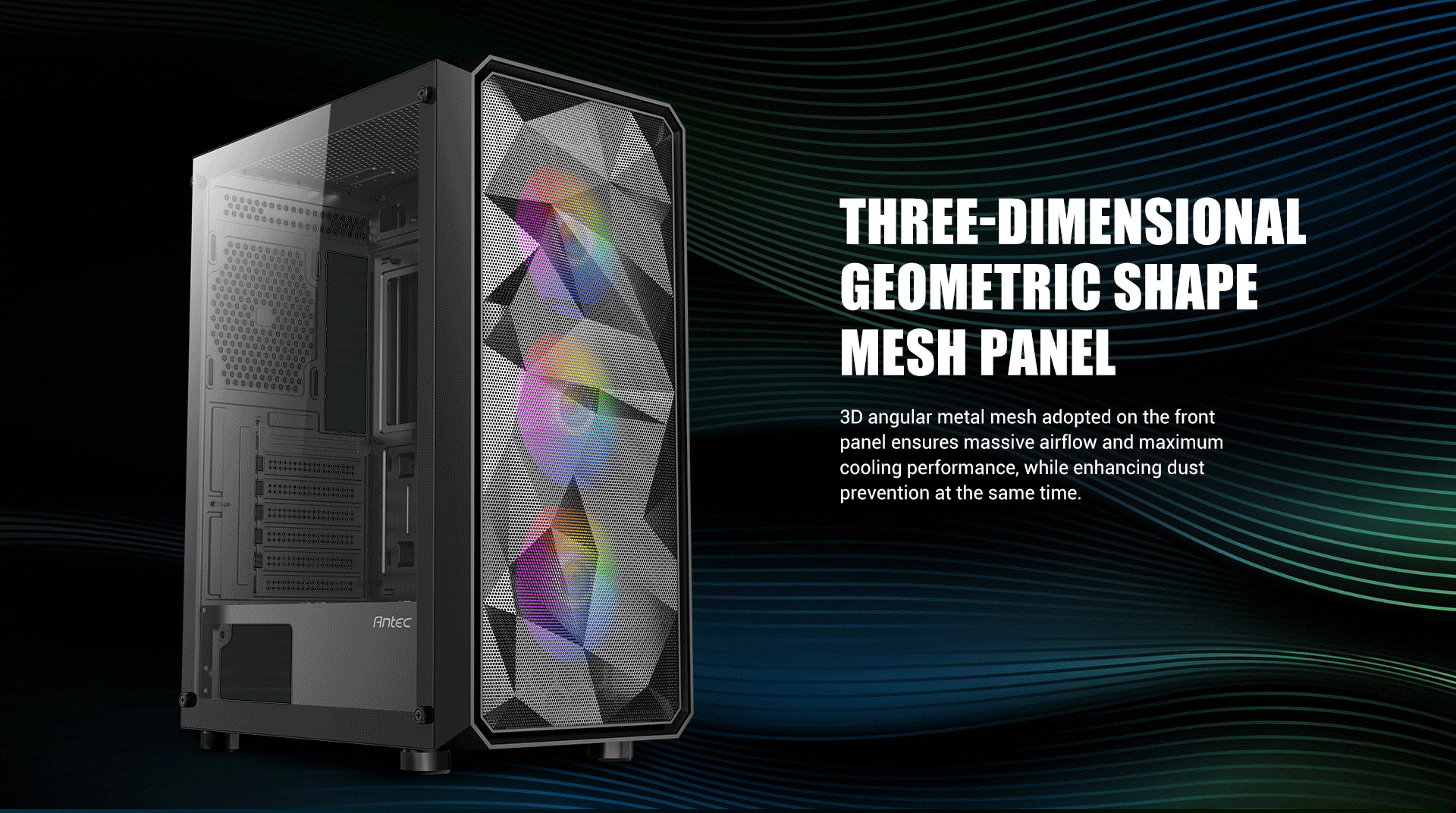 Antec Ax83 Rgb Case 4 Three-dimensional geometric shape mesh panel