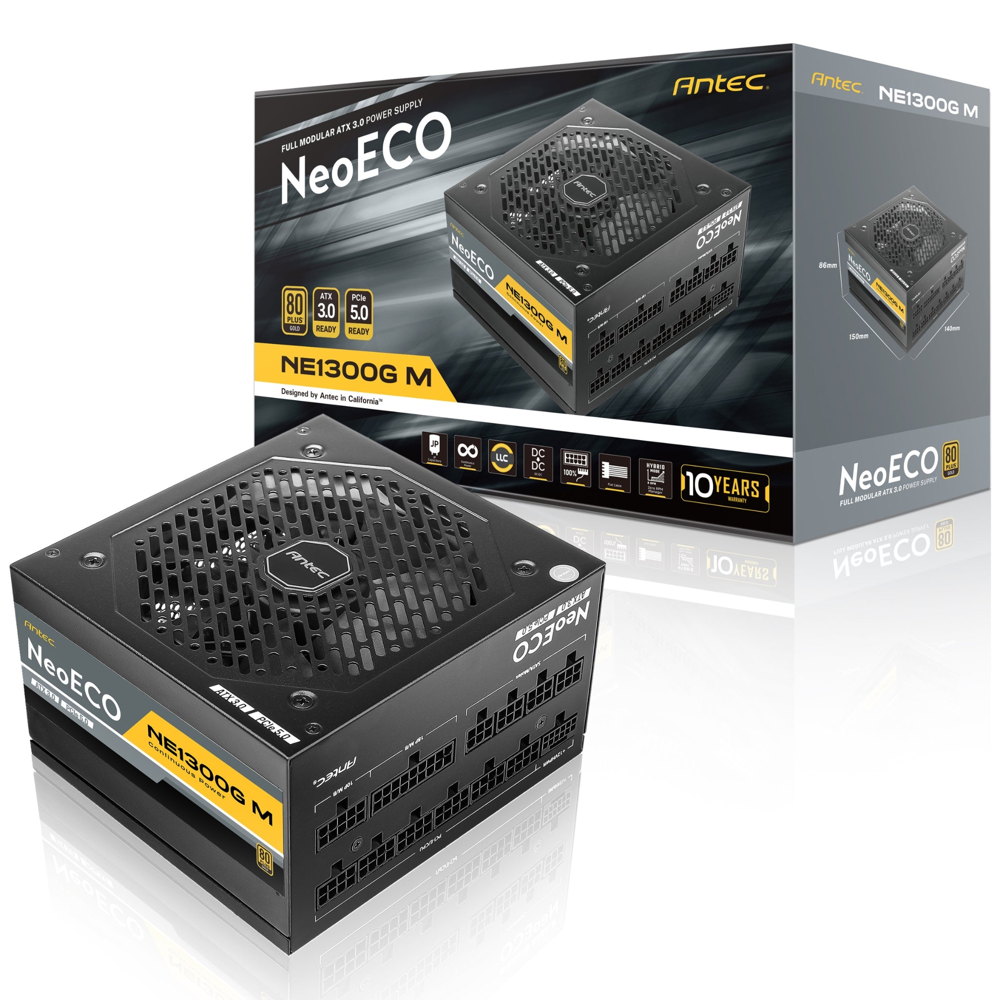 Antec NeoEco 1300G M ATX 3.1 Power Supply | 1300W 80 Plus Gold