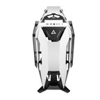 Direct front view of the Antec Torque Black and White PC case, featuring an angular, futuristic front fascia with a central Antec gaming logo and easily accessible top-mounted front I/O connectivity ports.