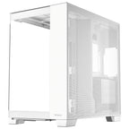 Right-side exterior profile of the Antec C8 White case, featuring a full-length, fine mesh metal side panel designed to maximize airflow and overall thermal performance.