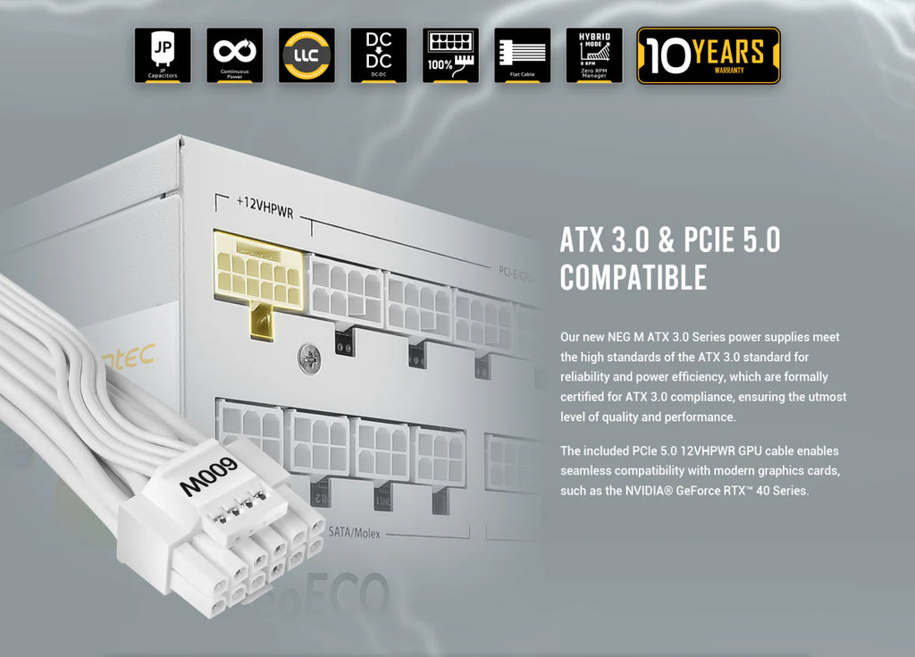 Antec NE1000G M White ATX 3.0 Power Supply (PSU)