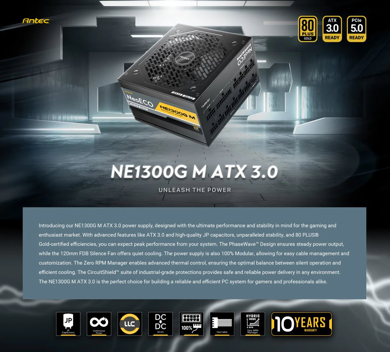 Antec NE1300G M ATX 3.0 Power Supply (PSU)