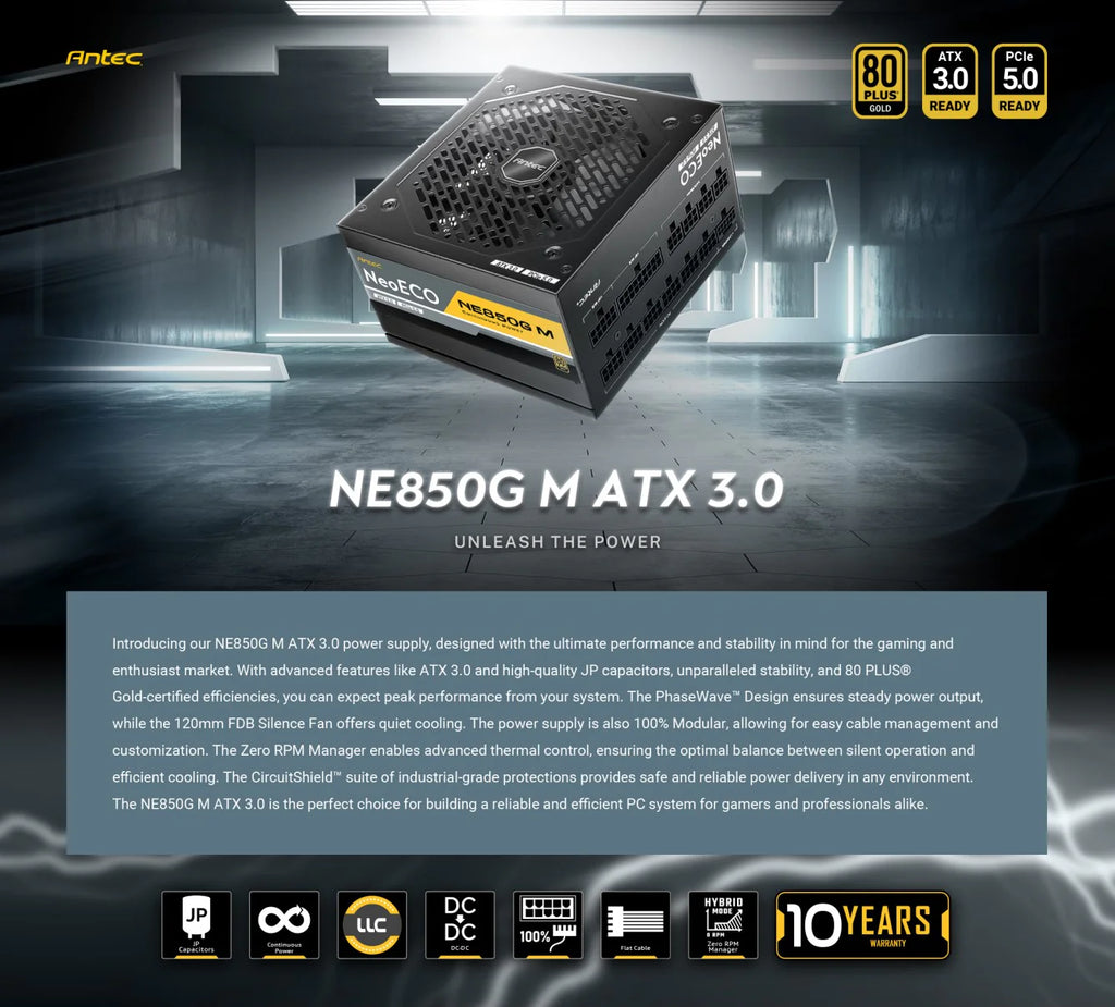 Antec NE850G M ATX 3.0 Power Supply (PSU)