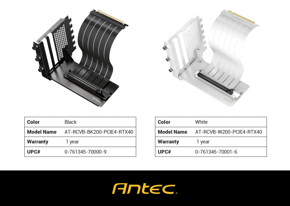 Antec RTX40 PCI-E 4.0 Riser Cable Vertical Bracket kit