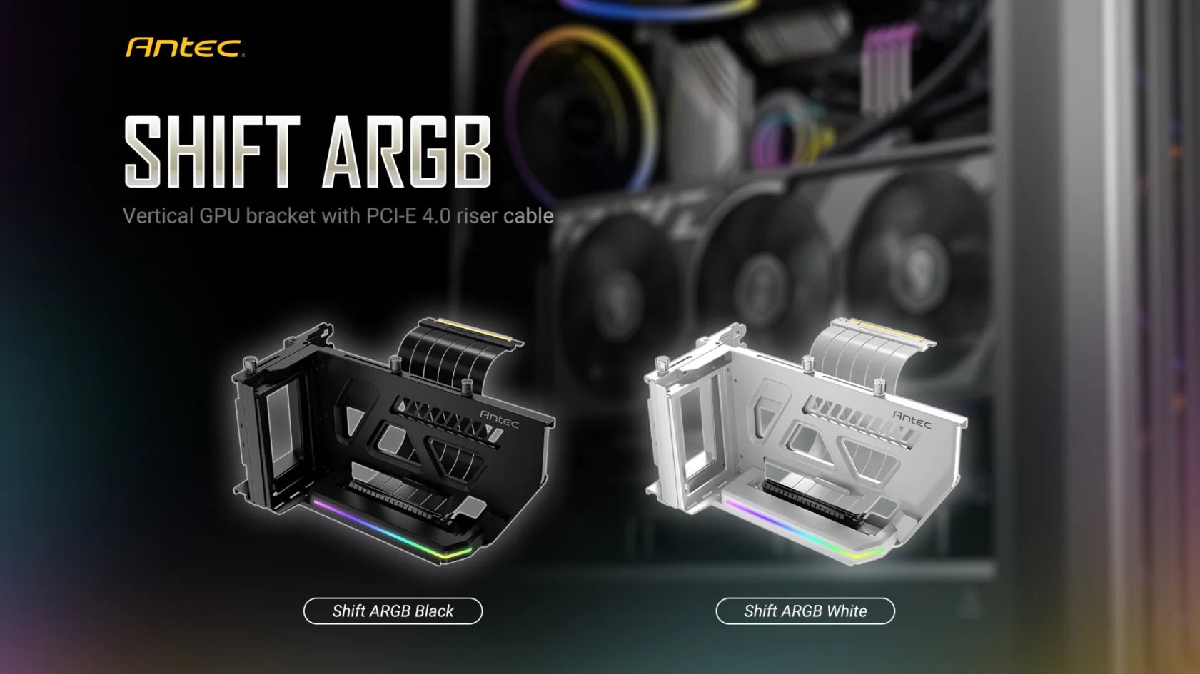 Antec Shift ARGB Vertical GPU Bracket with PCI-E 4.0 Riser Cable