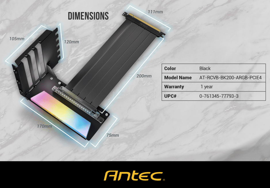 Antec PCIE 4.0 ARGB Vertical Bracket PCIE 4.0 Cable Kit