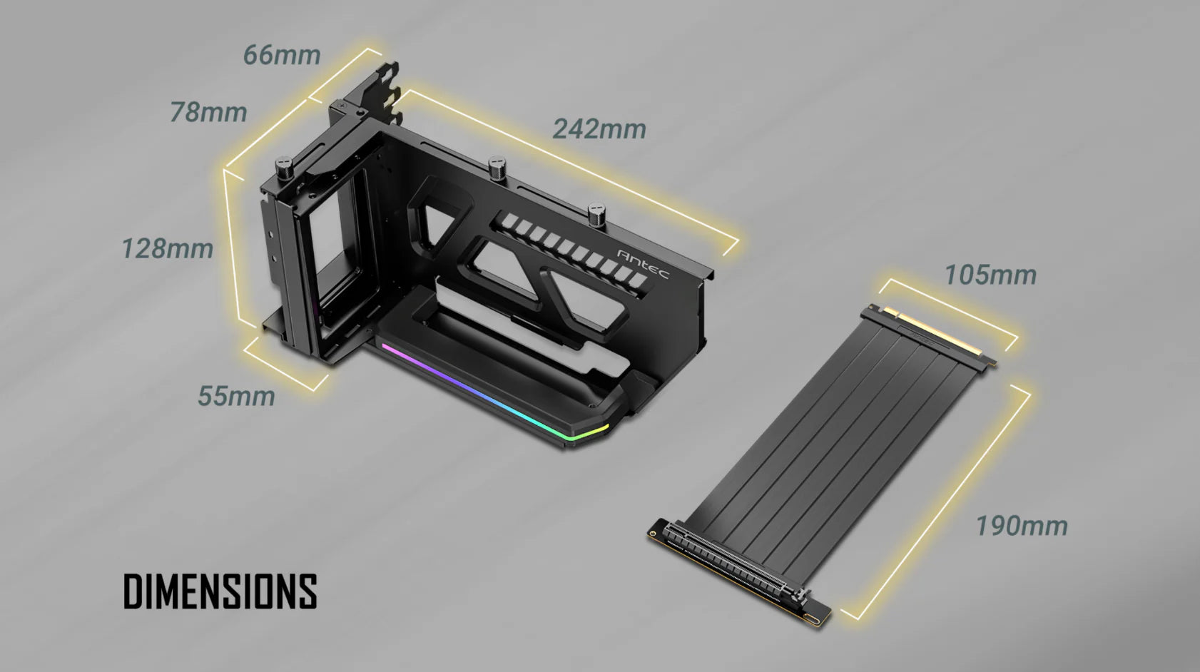 Antec Shift ARGB Vertical GPU Bracket with PCI-E 4.0 Riser Cable